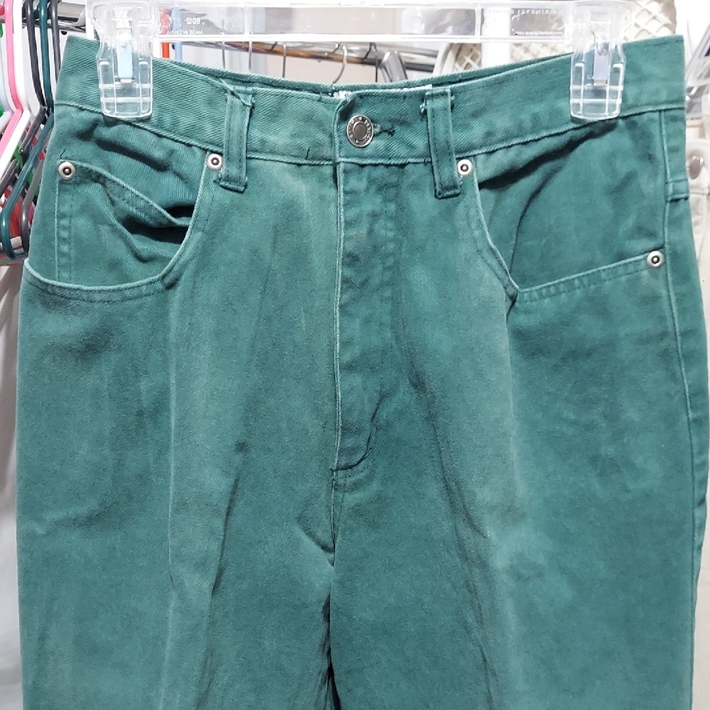 Beverly Hills Denim Company size 11/12 vintage green jeans invw337